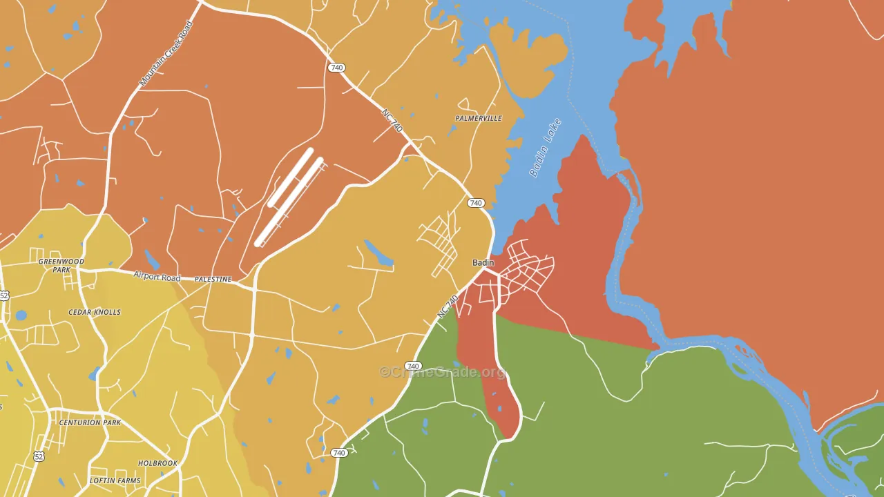 Badin, NC Map of Murder Rates
