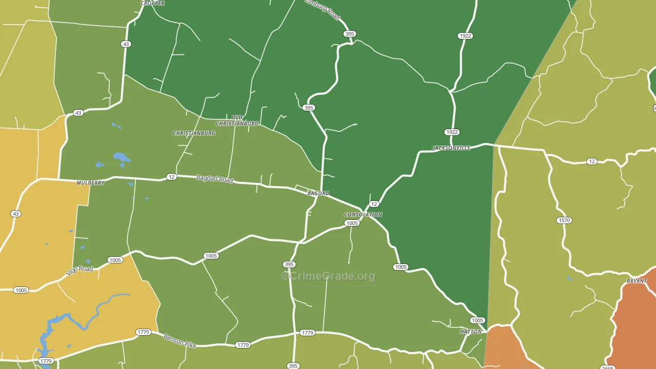 Bagdad, KY Map of Murder Rates