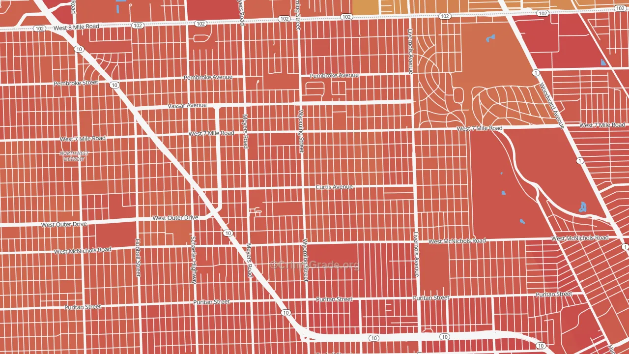 Bagley, Detroit, MI Map of Murder Rates