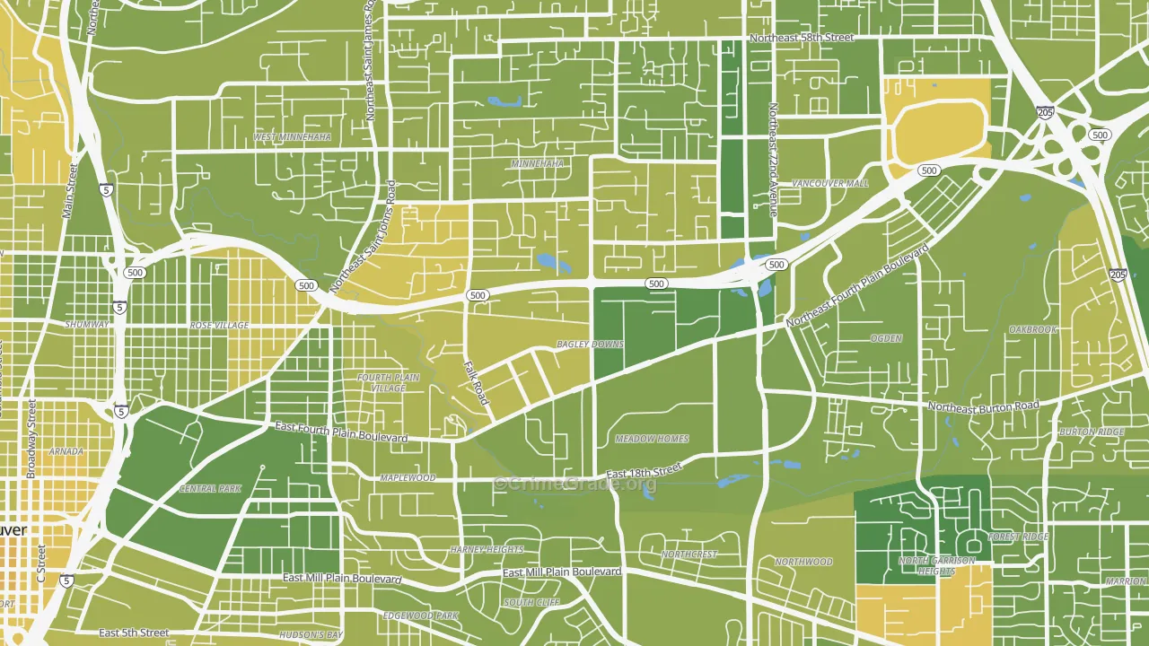 Bagley Downs, Vancouver, WA Map of Murder Rates