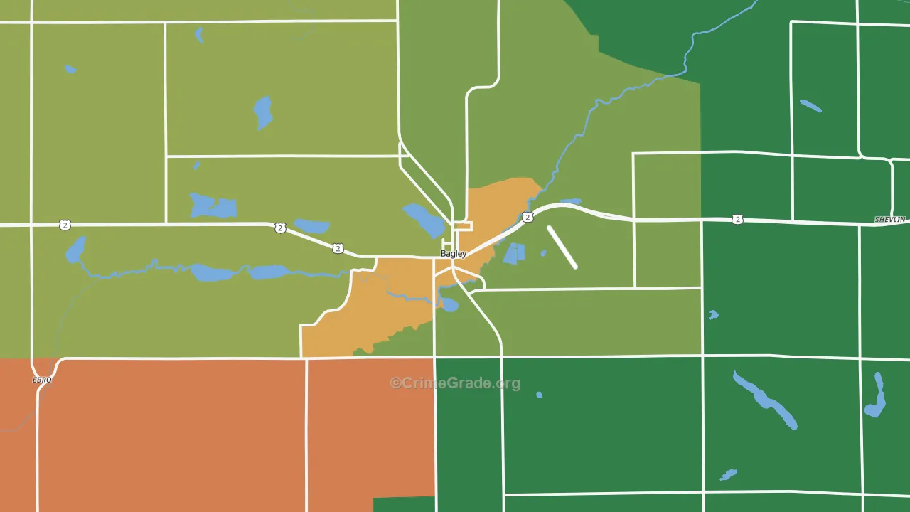Bagley, MN Map of Murder Rates