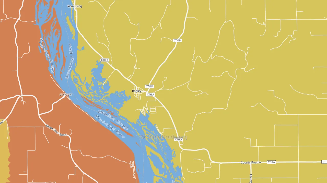 Bagley, WI Map of Murder Rates