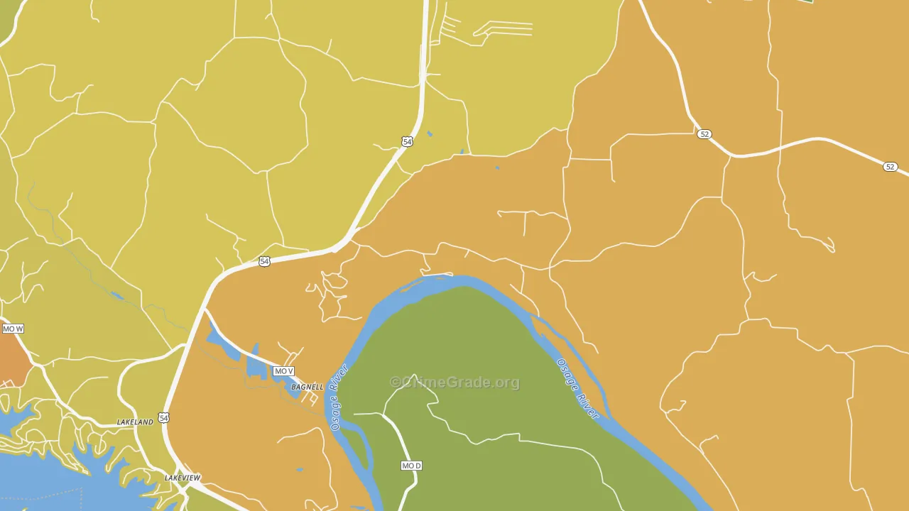 Bagnell, MO Map of Murder Rates