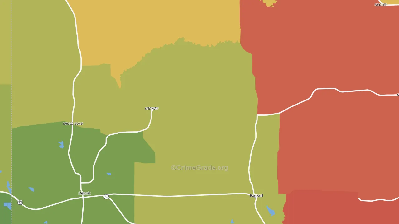Bagwell, TX Map of Murder Rates
