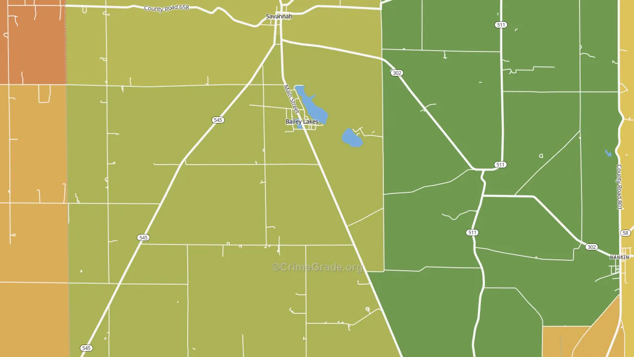 Bailey Lakes, OH Map of Murder Rates