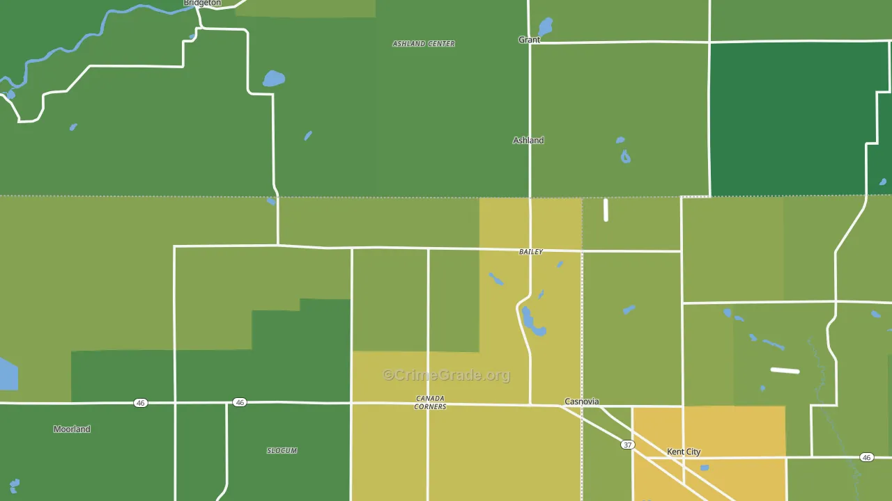 Bailey, MI Map of Murder Rates