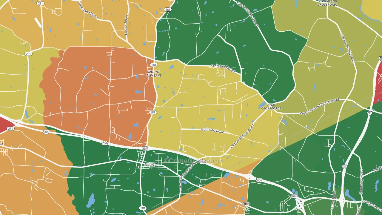 Bailey, NC Map of Murder Rates