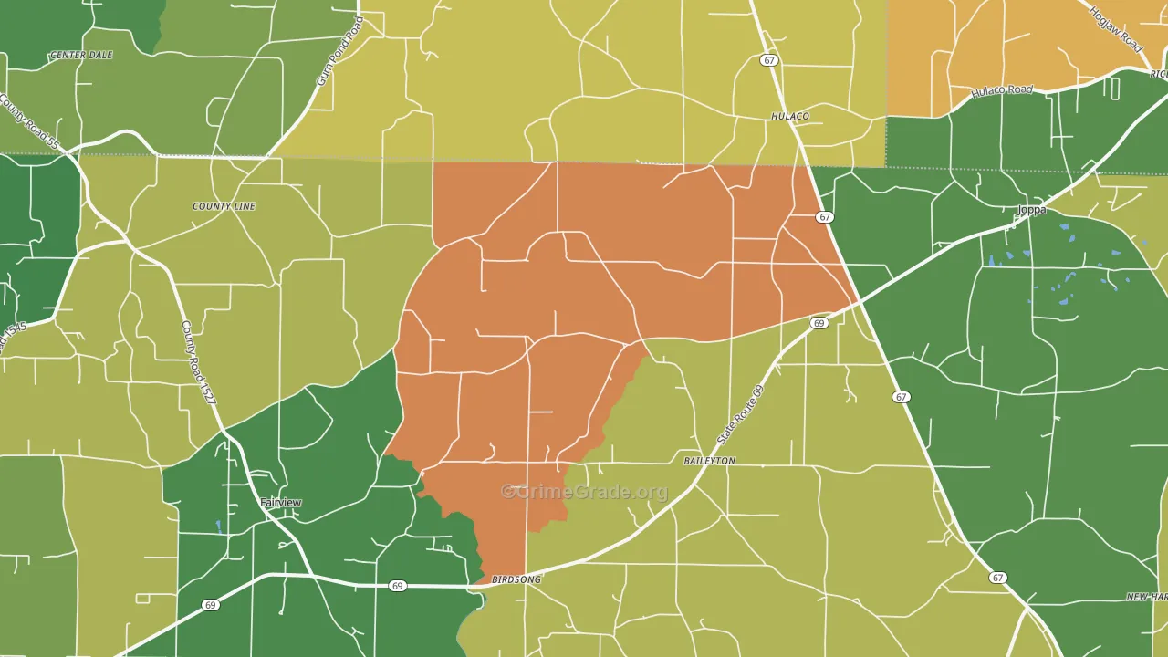 Baileyton, AL Map of Murder Rates