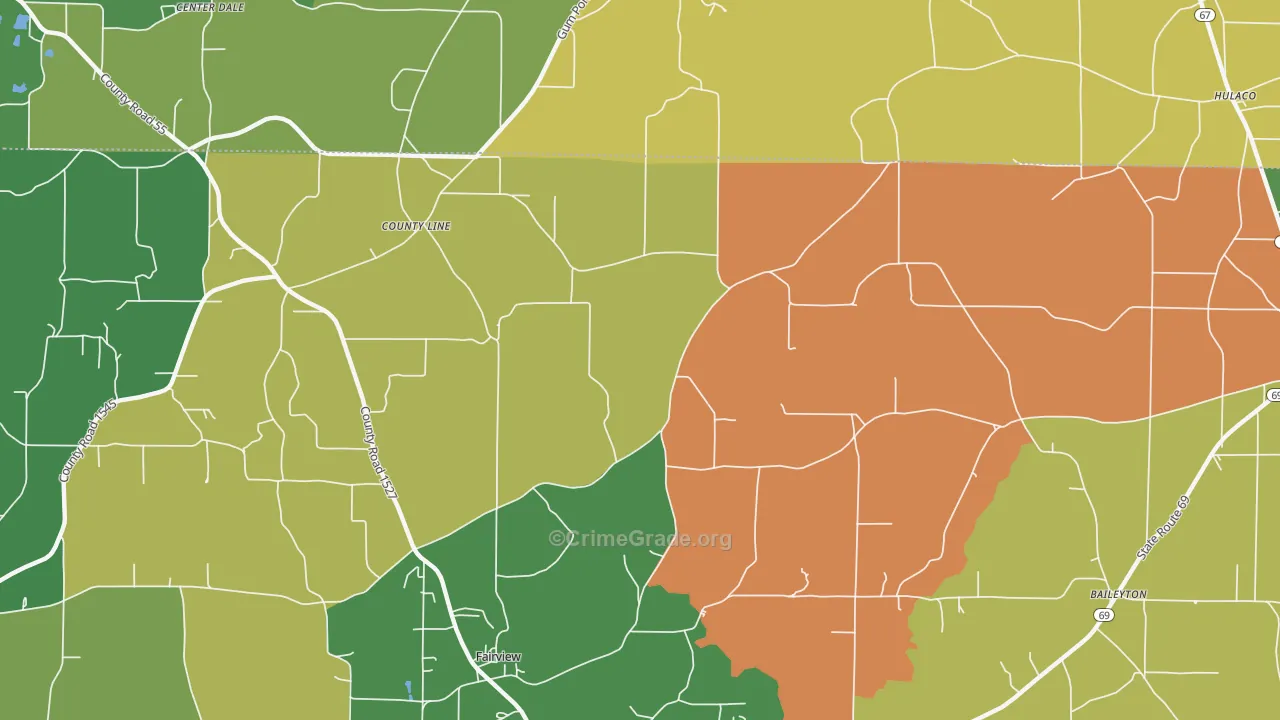 Baileytown, AL Map of Murder Rates