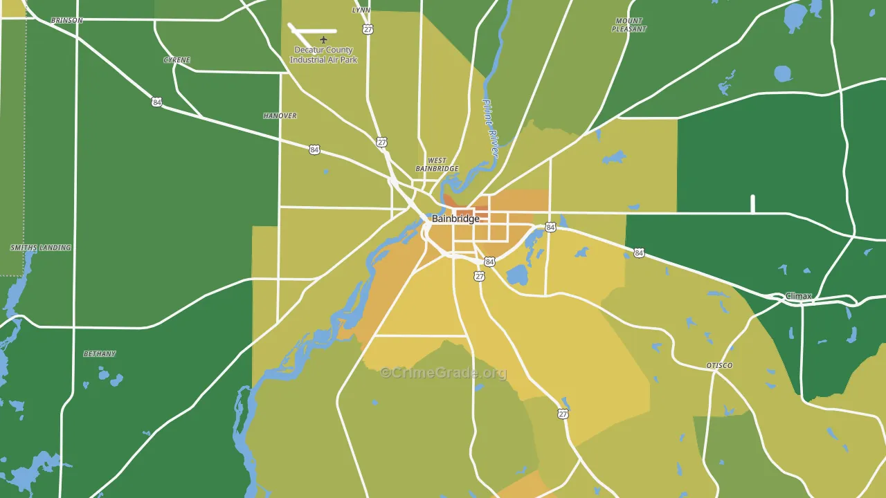 Bainbridge, GA Map of Murder Rates