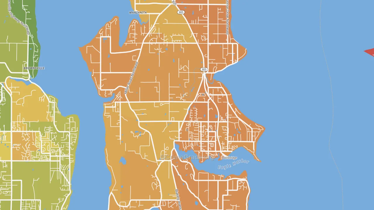Bainbridge Island, WA Map of Murder Rates