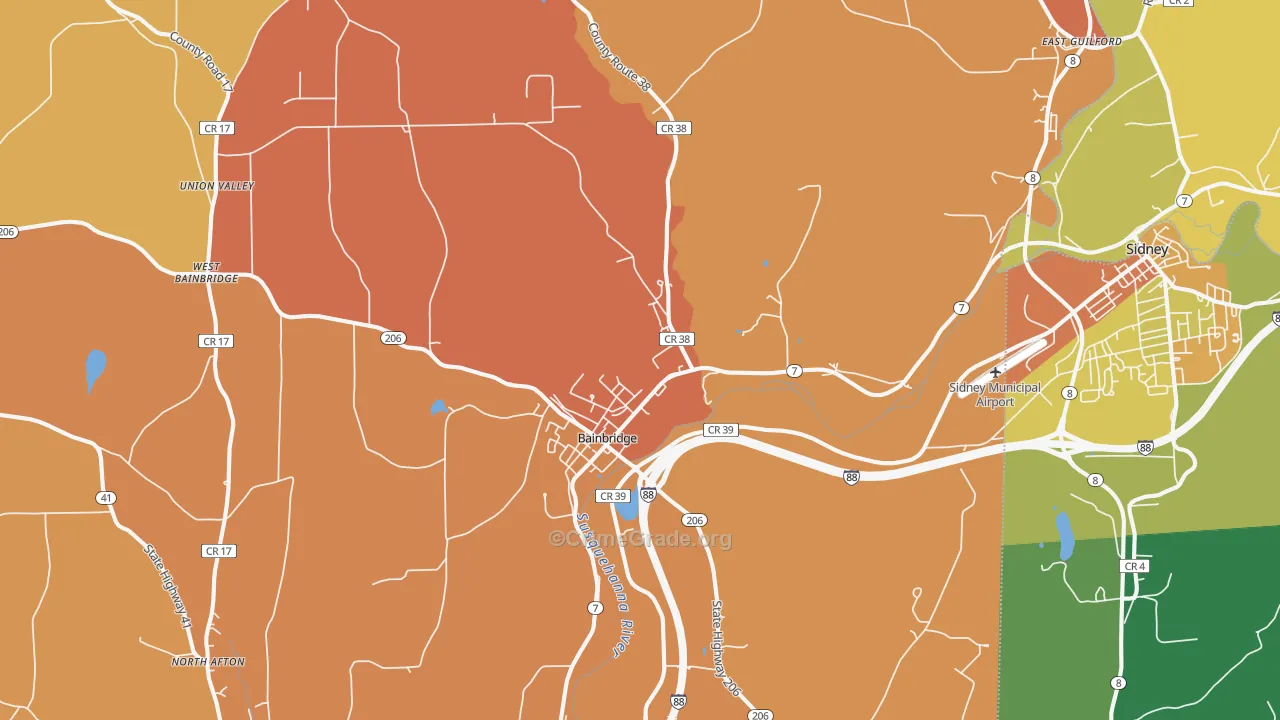 Bainbridge, NY Map of Murder Rates