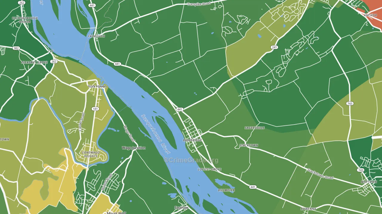 Bainbridge, PA Map of Murder Rates