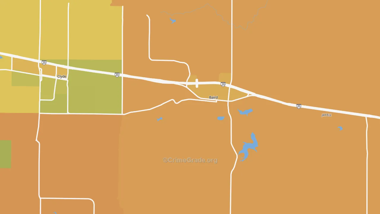 Baird, TX Map of Murder Rates