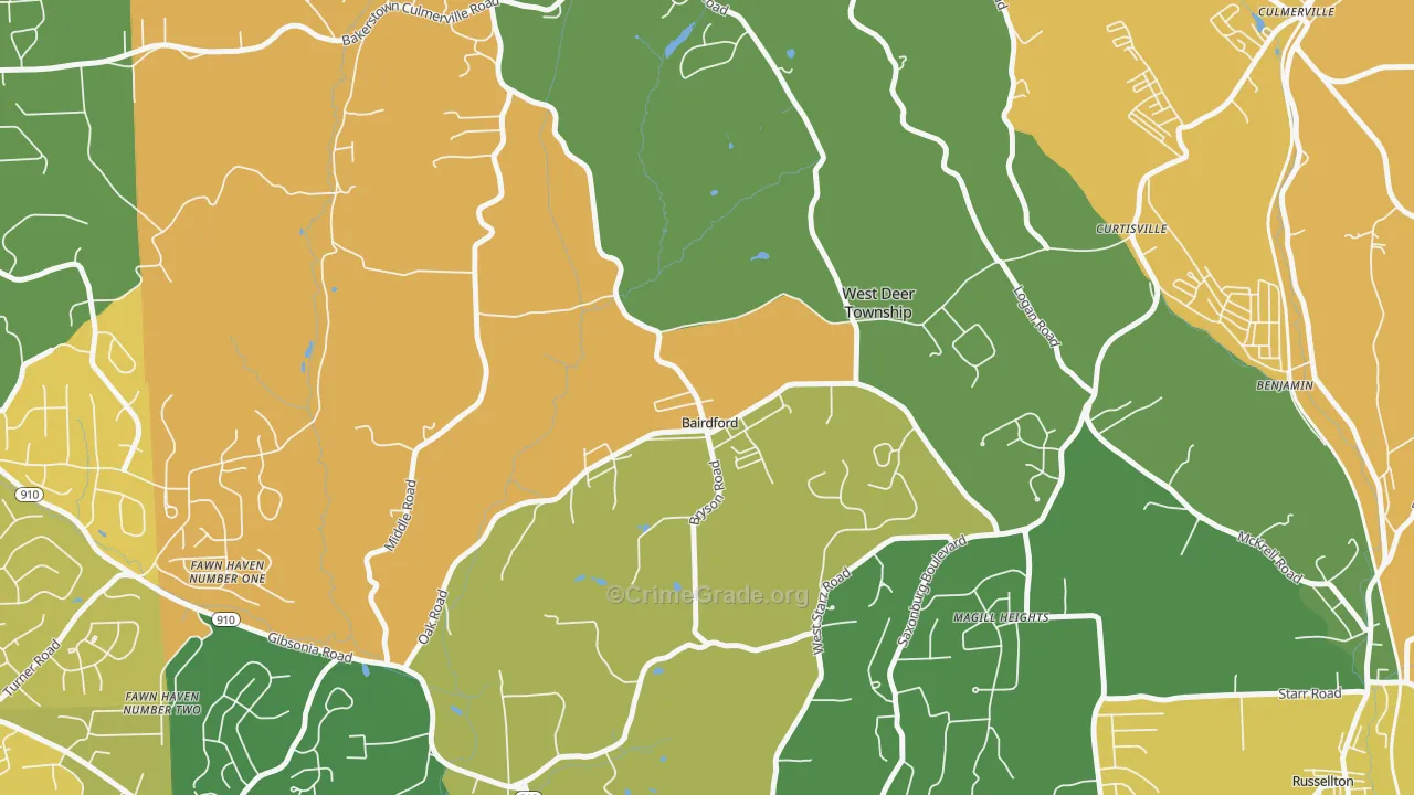 Bairdford, PA Map of Murder Rates