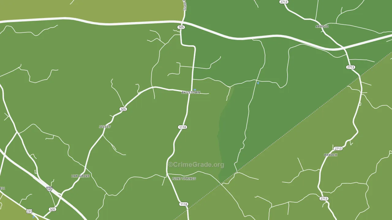 Baizetown, KY Map of Murder Rates