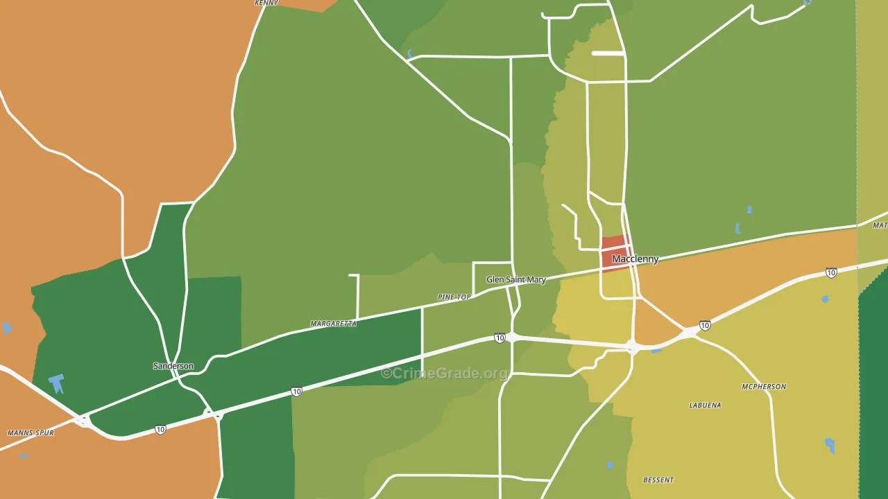 Baker County, FL Map of Murder Rates