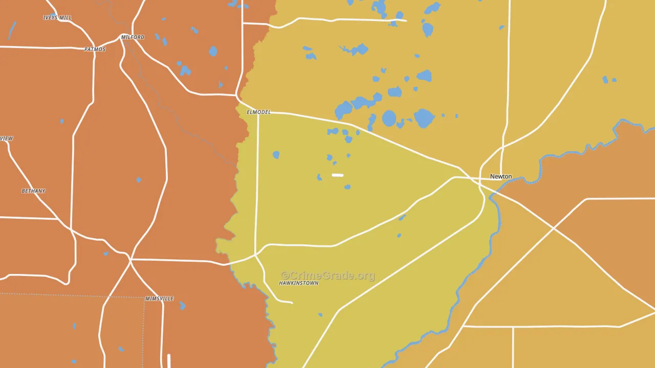 Baker County, GA Map of Murder Rates
