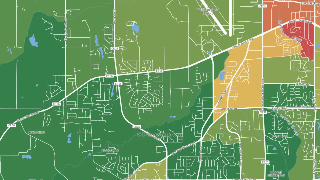 Baker, Mobile, AL Map of Murder Rates