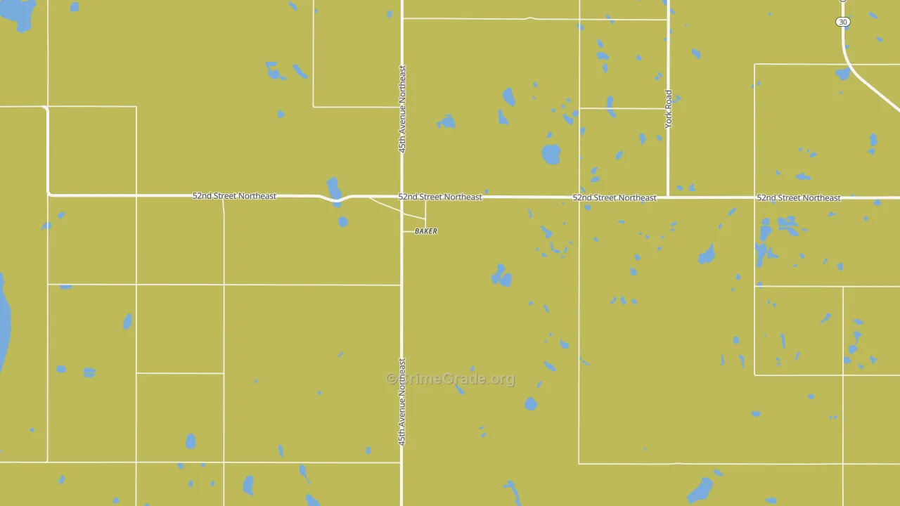 Baker, ND Map of Murder Rates