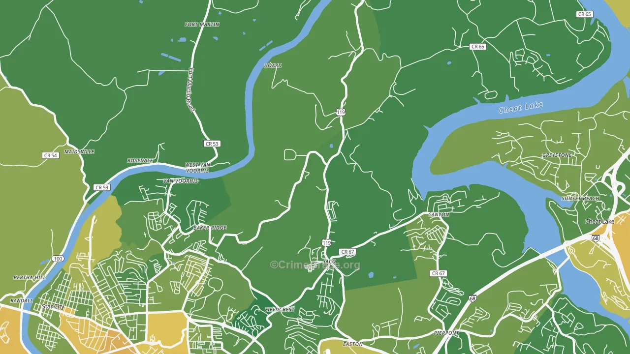 Baker Ridge, WV Map of Murder Rates