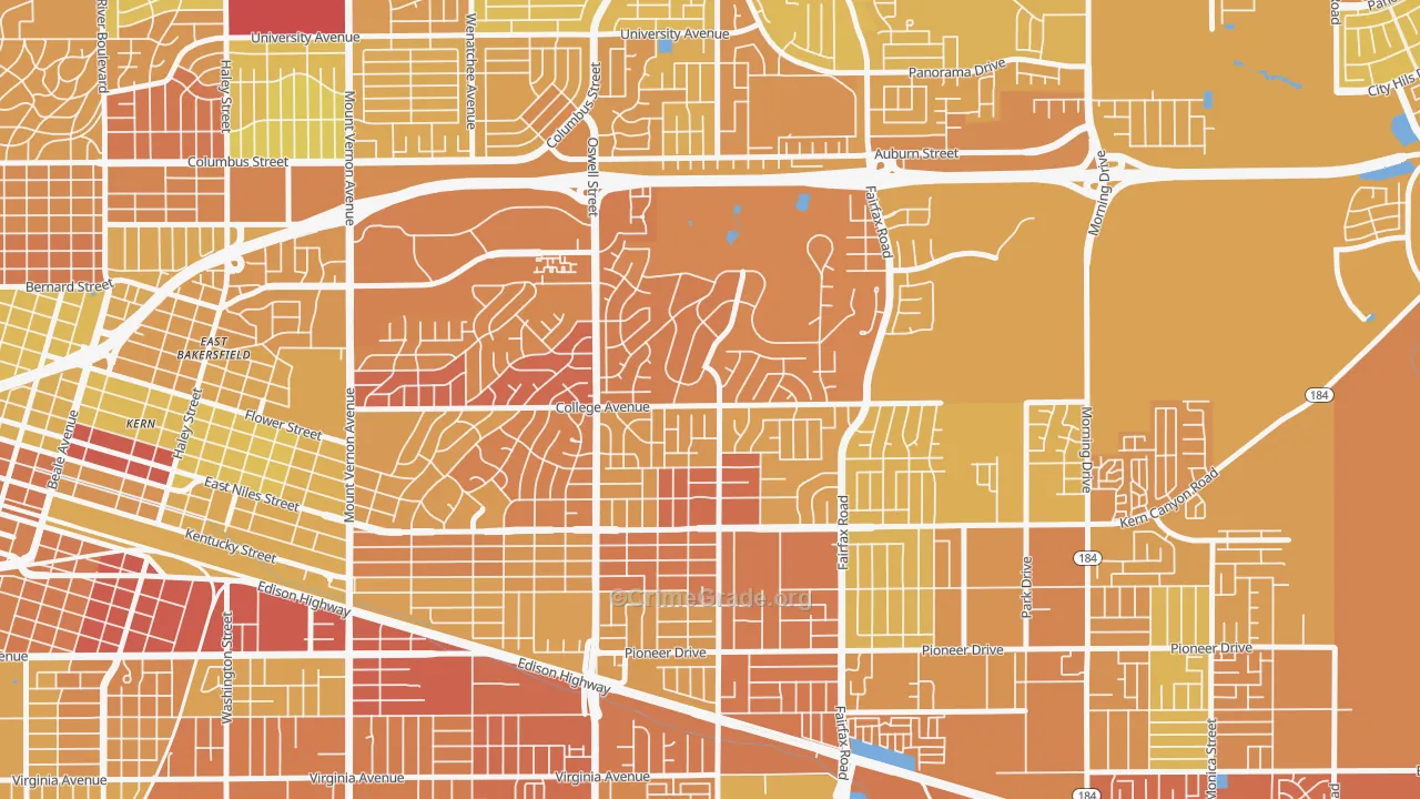 Bakersfield Country Club, Bakersfield, CA Map of Murder Rates