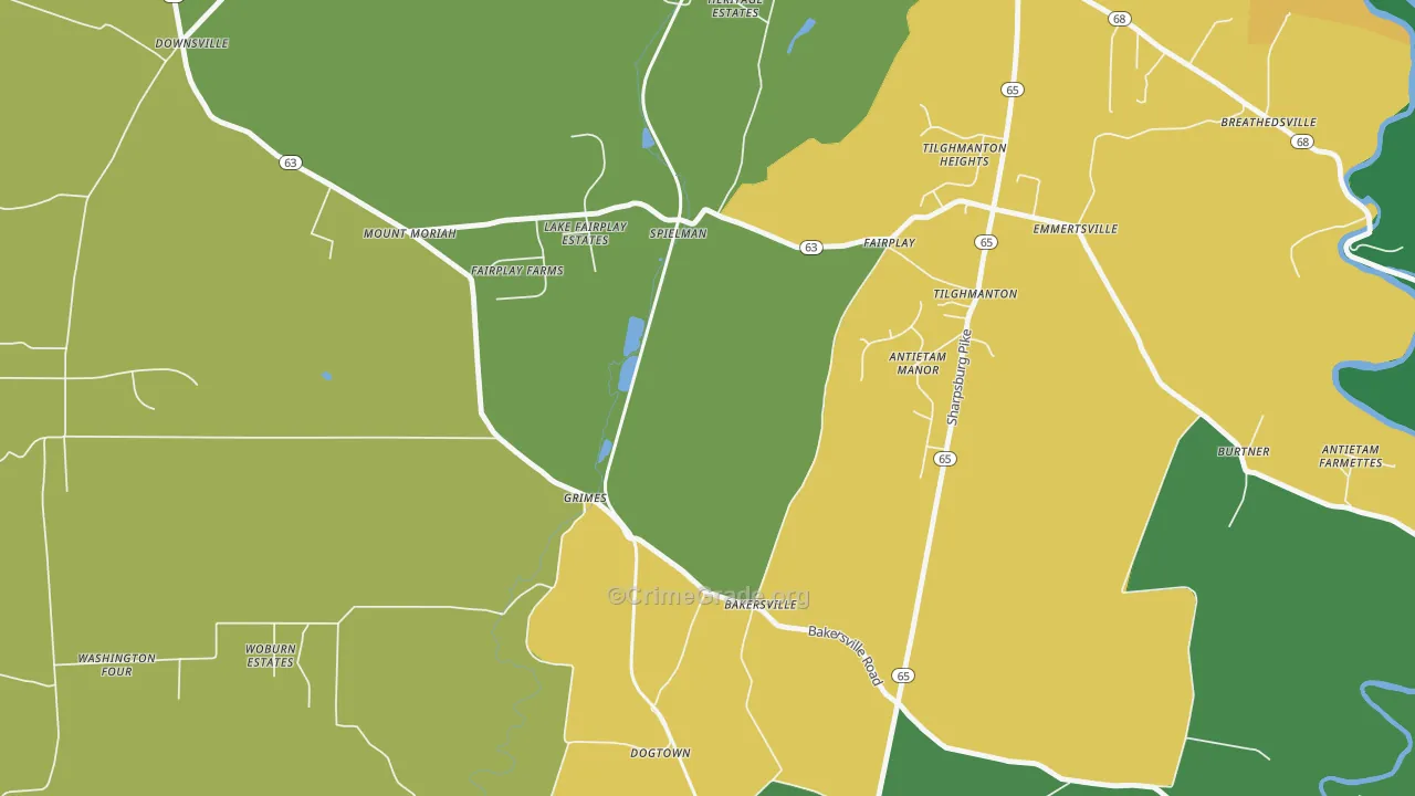 Bakersville, MD Map of Murder Rates