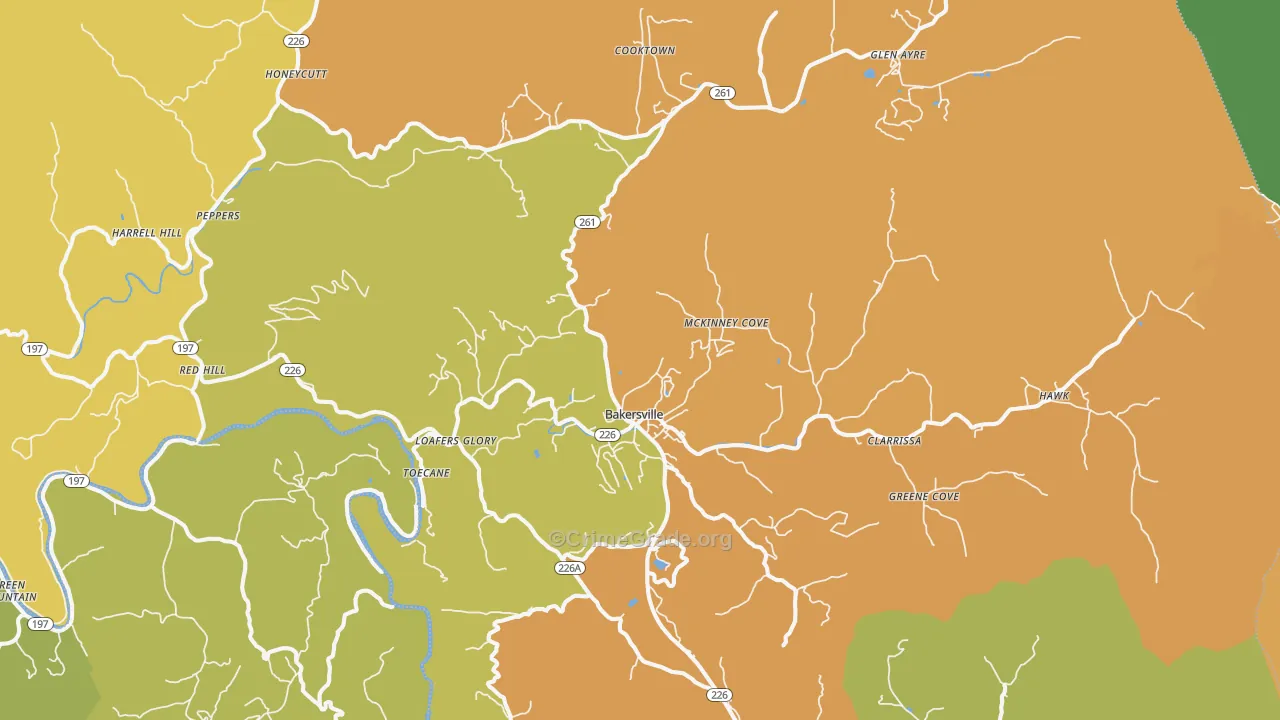 Bakersville, NC Map of Murder Rates