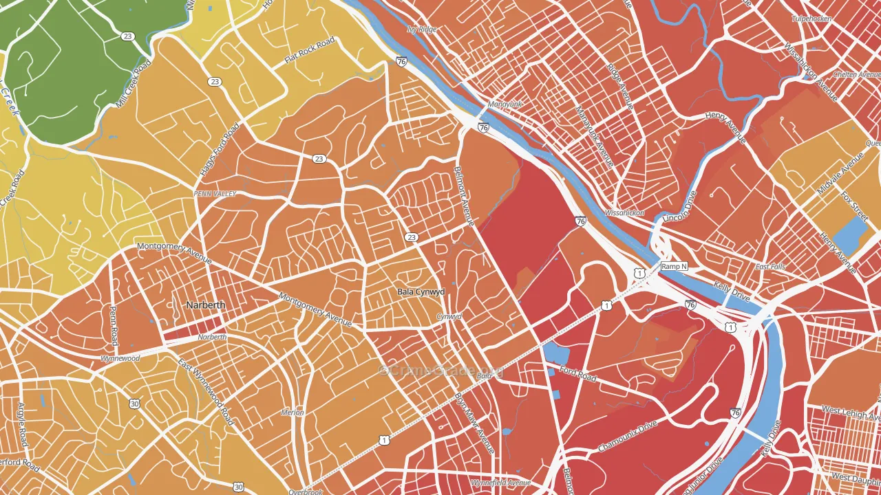 Bala Cynwyd, Bala-Cynwyd, PA Map of Murder Rates