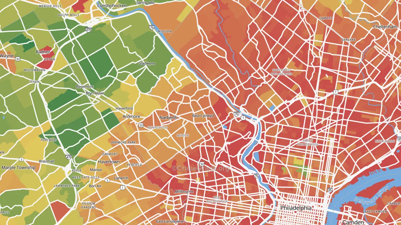 Bala-Cynwyd, PA Map of Murder Rates