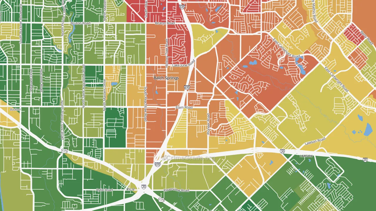 Balch Springs, TX Map of Murder Rates