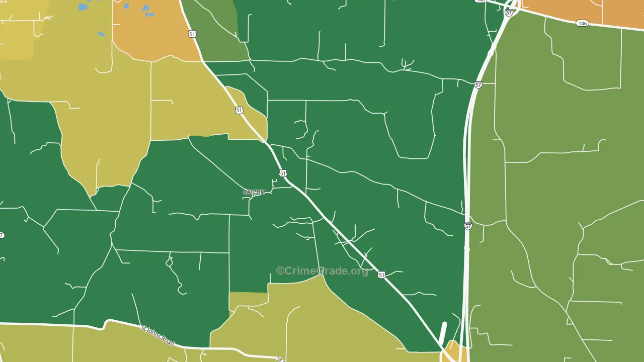 Balcom, IL Map of Murder Rates