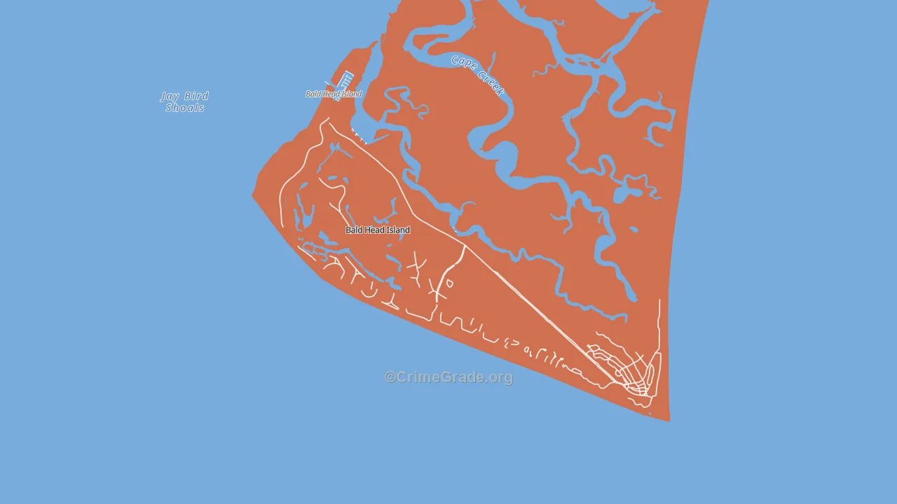 Bald Head Island, NC Map of Murder Rates