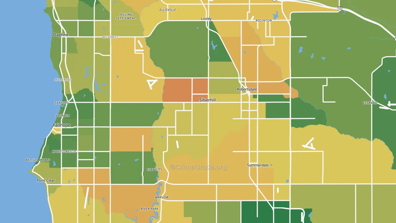 Baldwin County, AL Map of Murder Rates