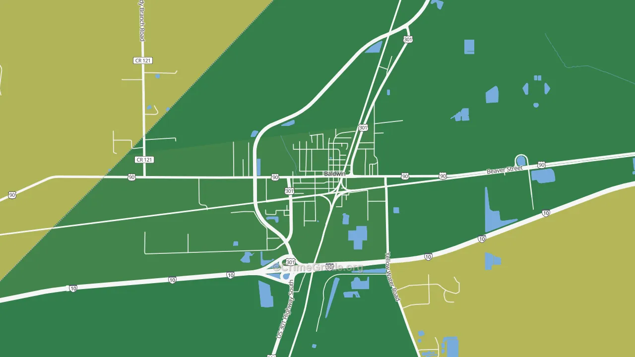 Baldwin, FL Map of Murder Rates