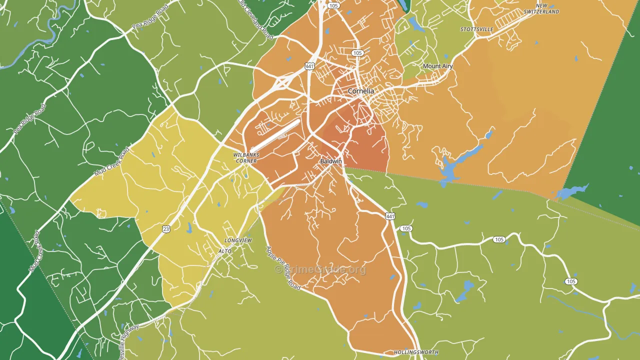 Baldwin, GA Map of Murder Rates