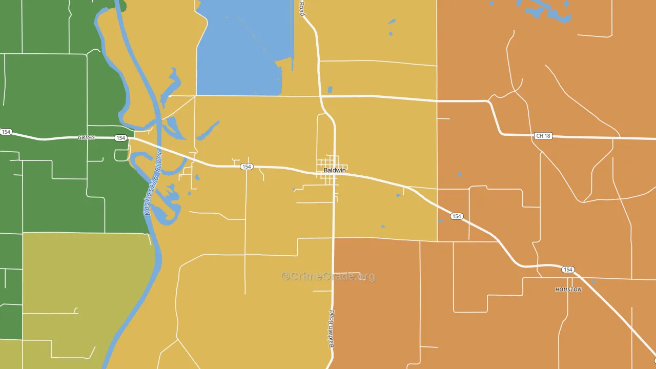 Baldwin, IL Map of Murder Rates