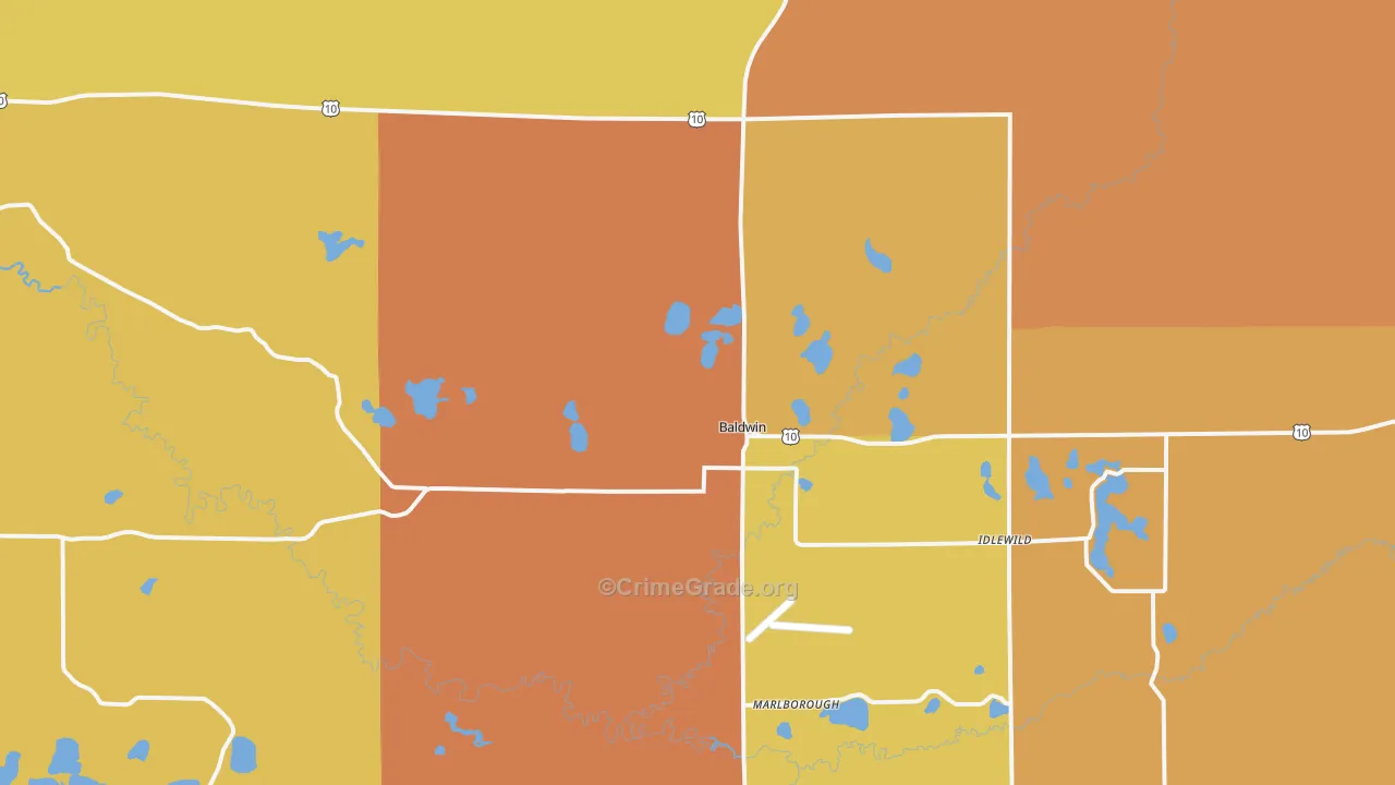 Baldwin, MI Map of Murder Rates