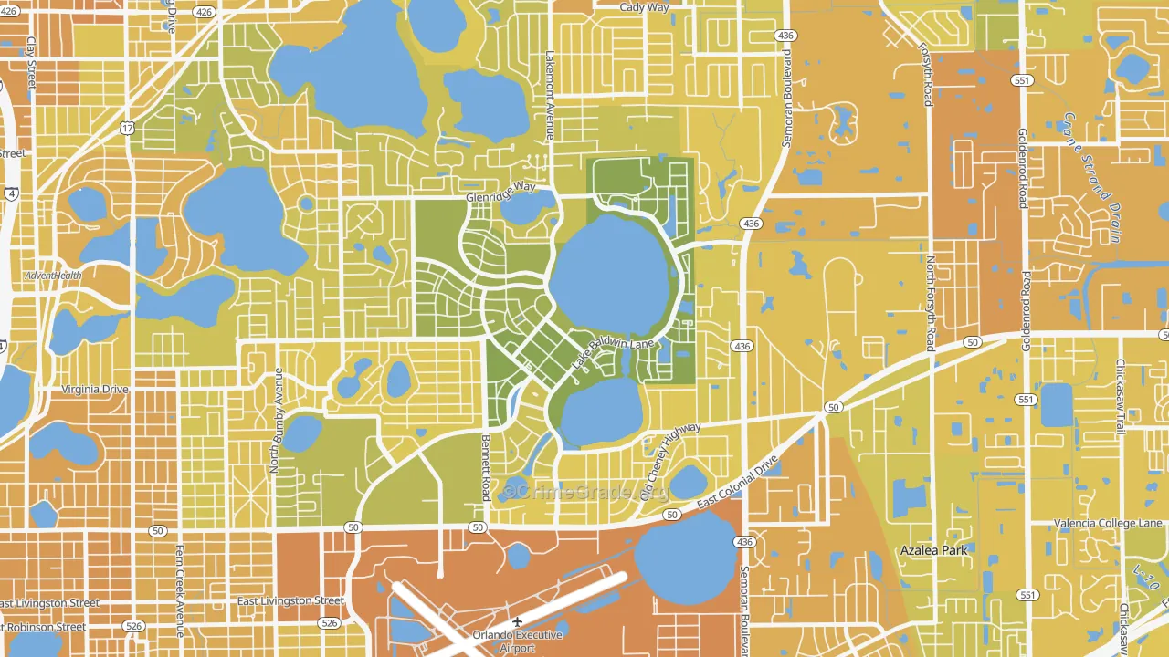 Baldwin Park, Orlando, FL Map of Murder Rates