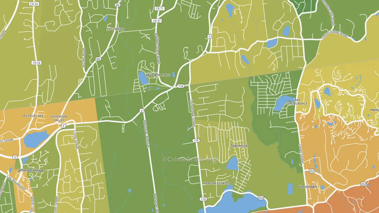 Baldwin Place, NY Map of Murder Rates