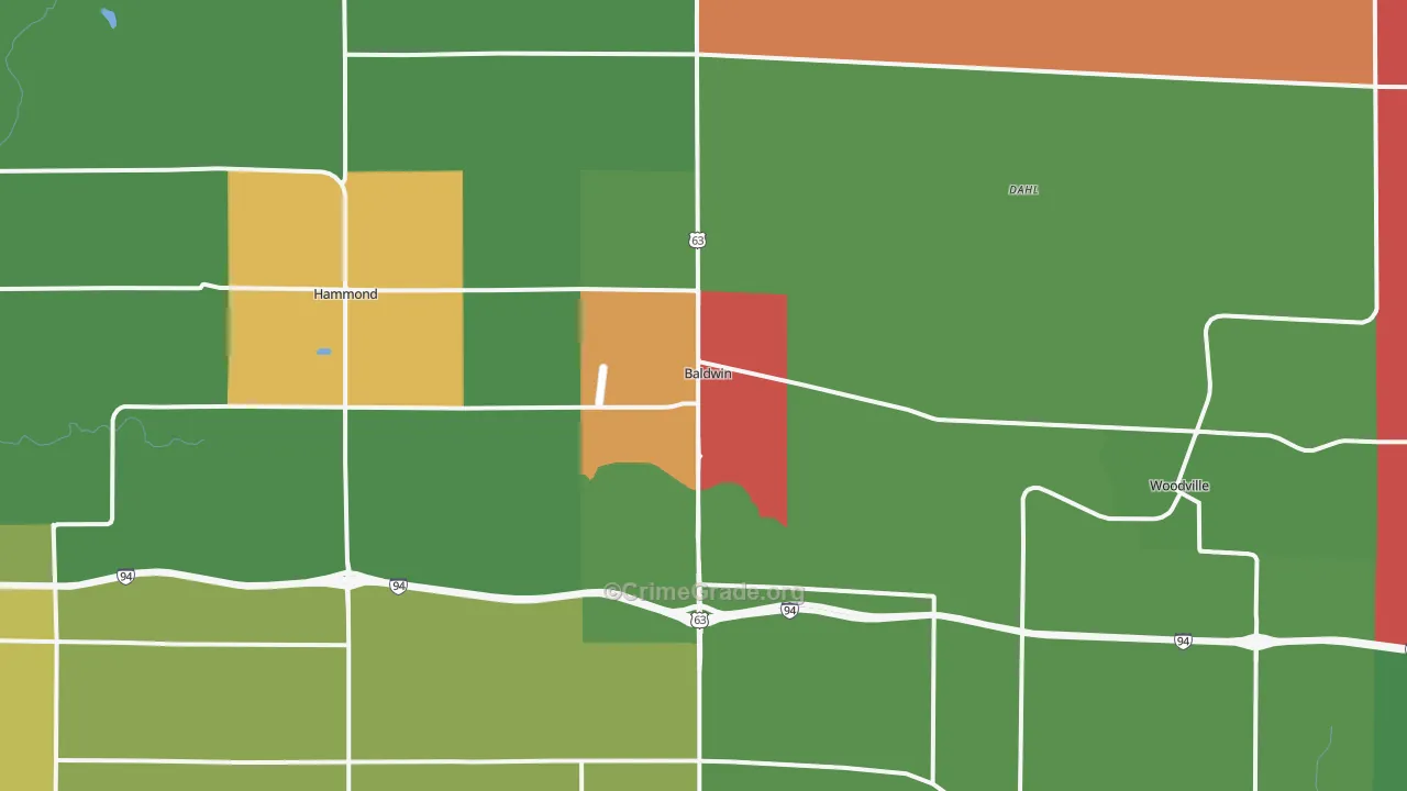 Baldwin, WI Map of Murder Rates