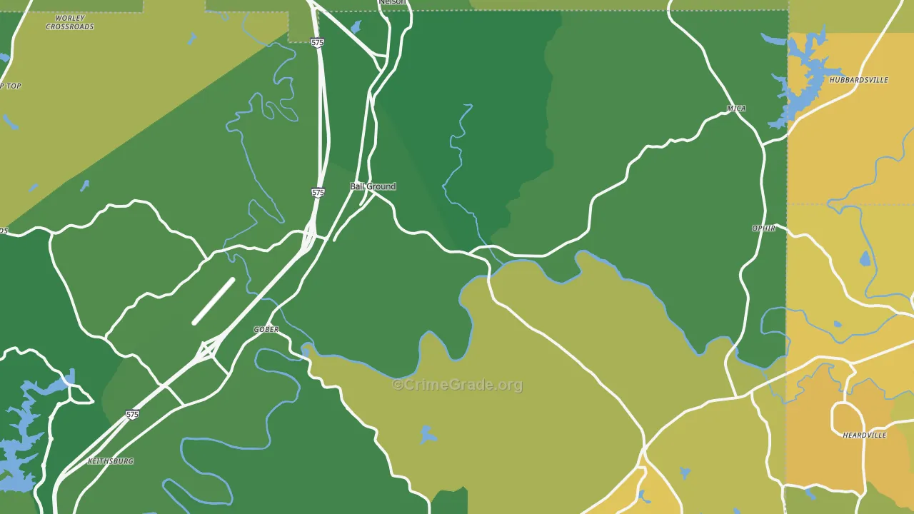 Ball Ground, GA Map of Murder Rates