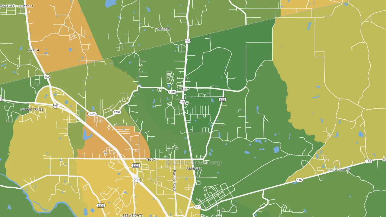 Ball, LA Map of Murder Rates