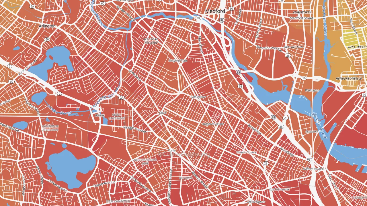 Ball Square, Somerville, MA Map of Murder Rates
