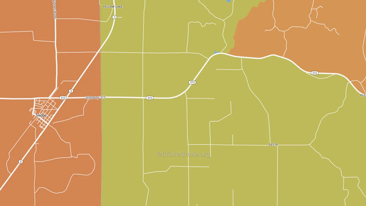 Ballentine, MS Map of Murder Rates