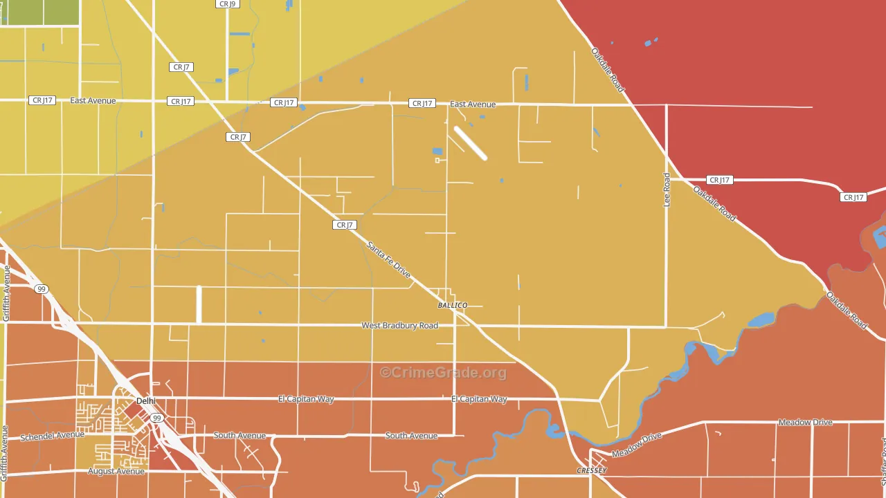 Ballico, CA Map of Murder Rates