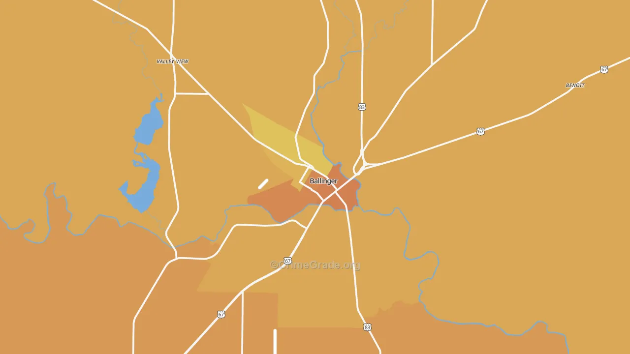 Ballinger, TX Map of Murder Rates