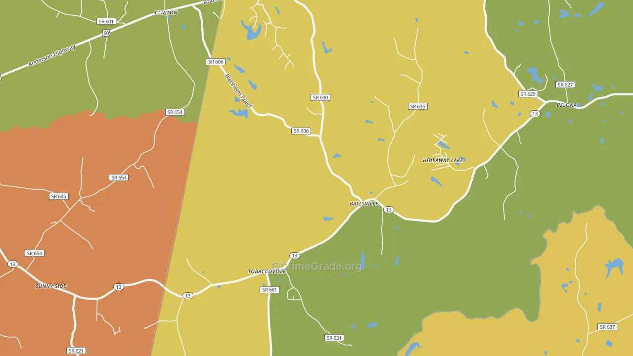 Ballsville, VA Map of Murder Rates