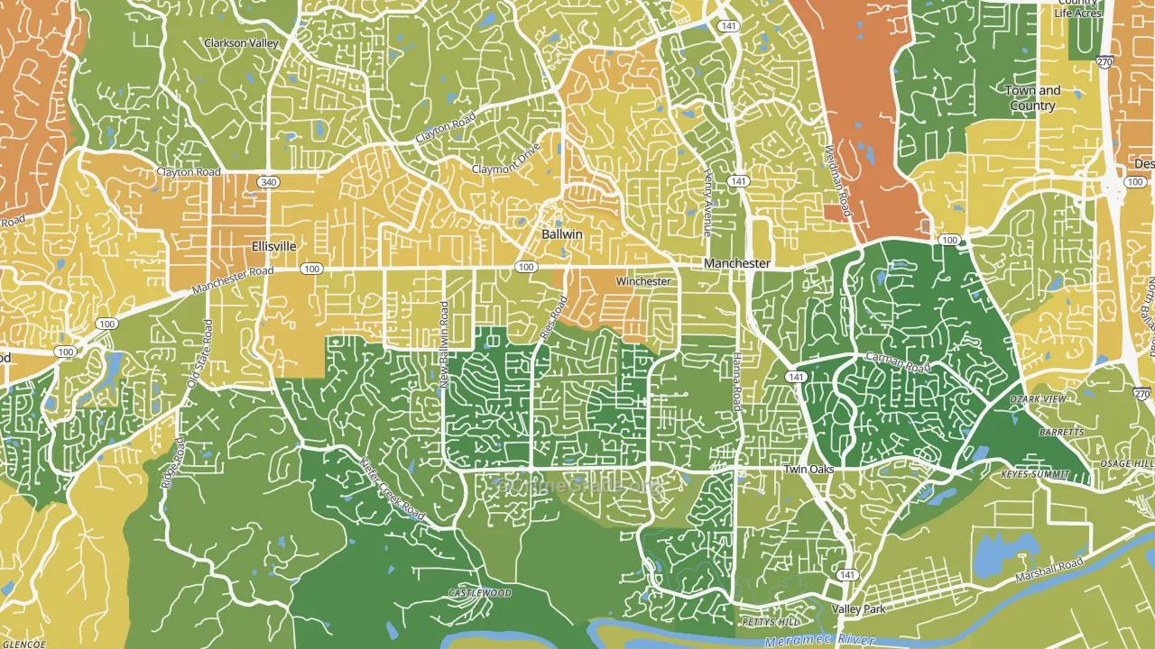Ballwin, MO Map of Murder Rates