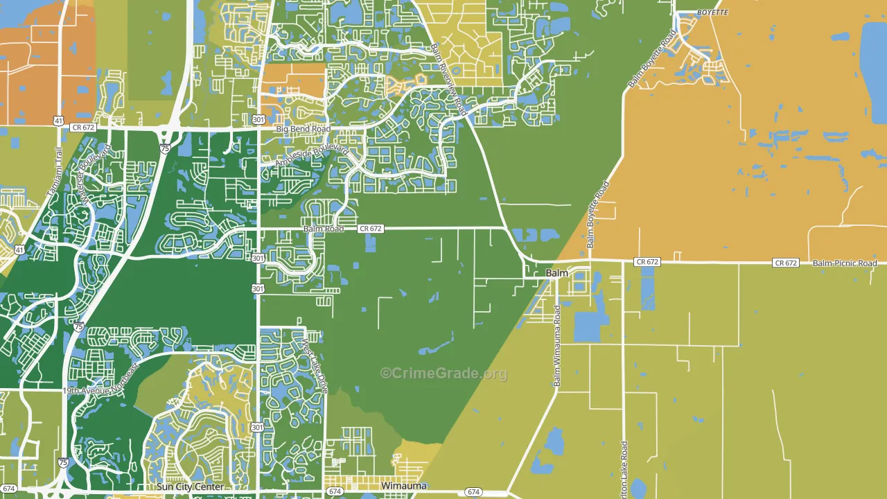 Balm, FL Map of Murder Rates